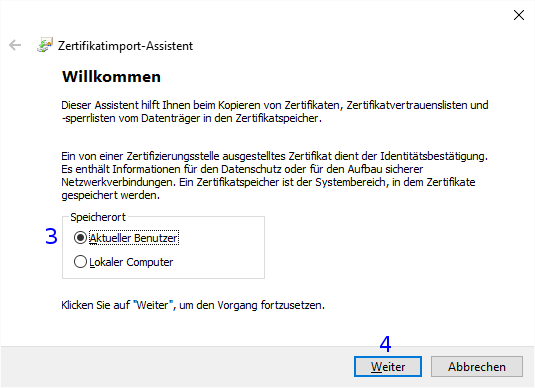 Windows: Zertifikatimport-Assistent